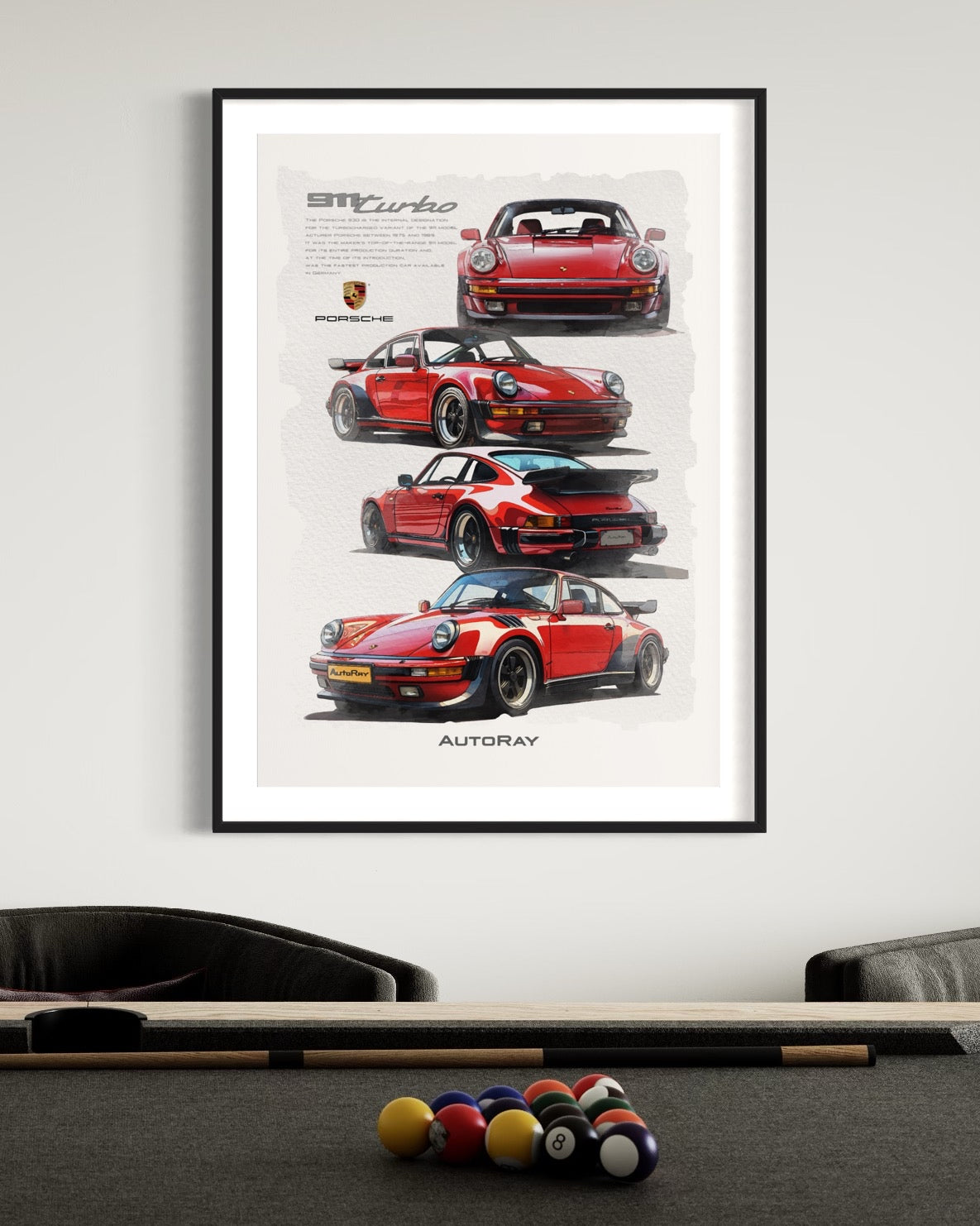 Car illustration Framed poster(Porsche 911 turbo)