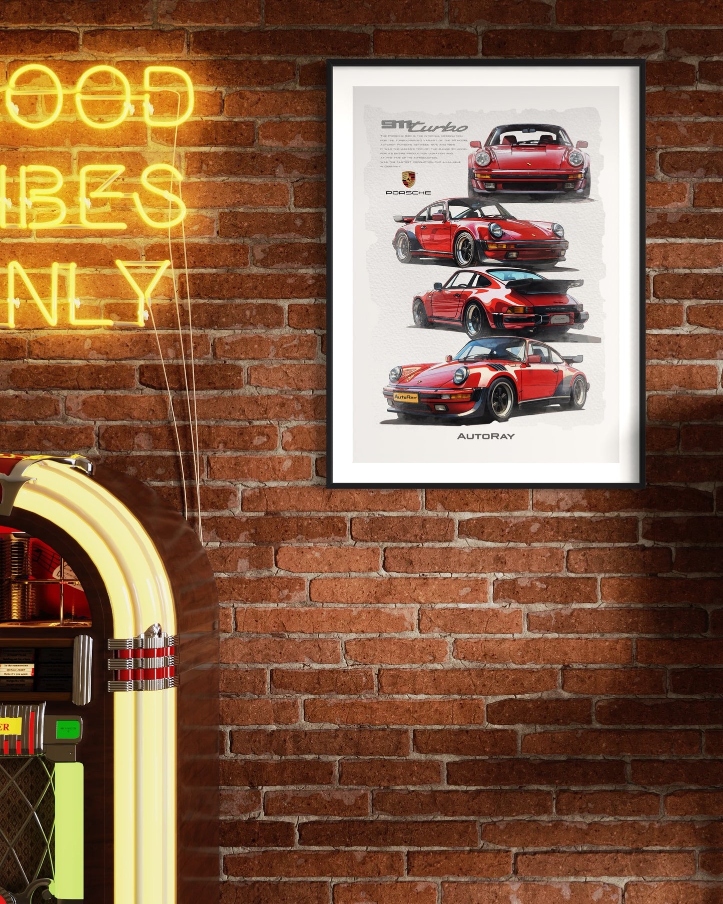 Car illustration Framed poster(Porsche 911 turbo)