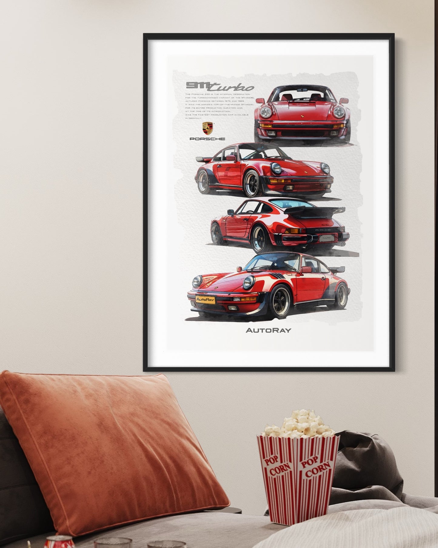 Car illustration Framed poster(Porsche 911 turbo)