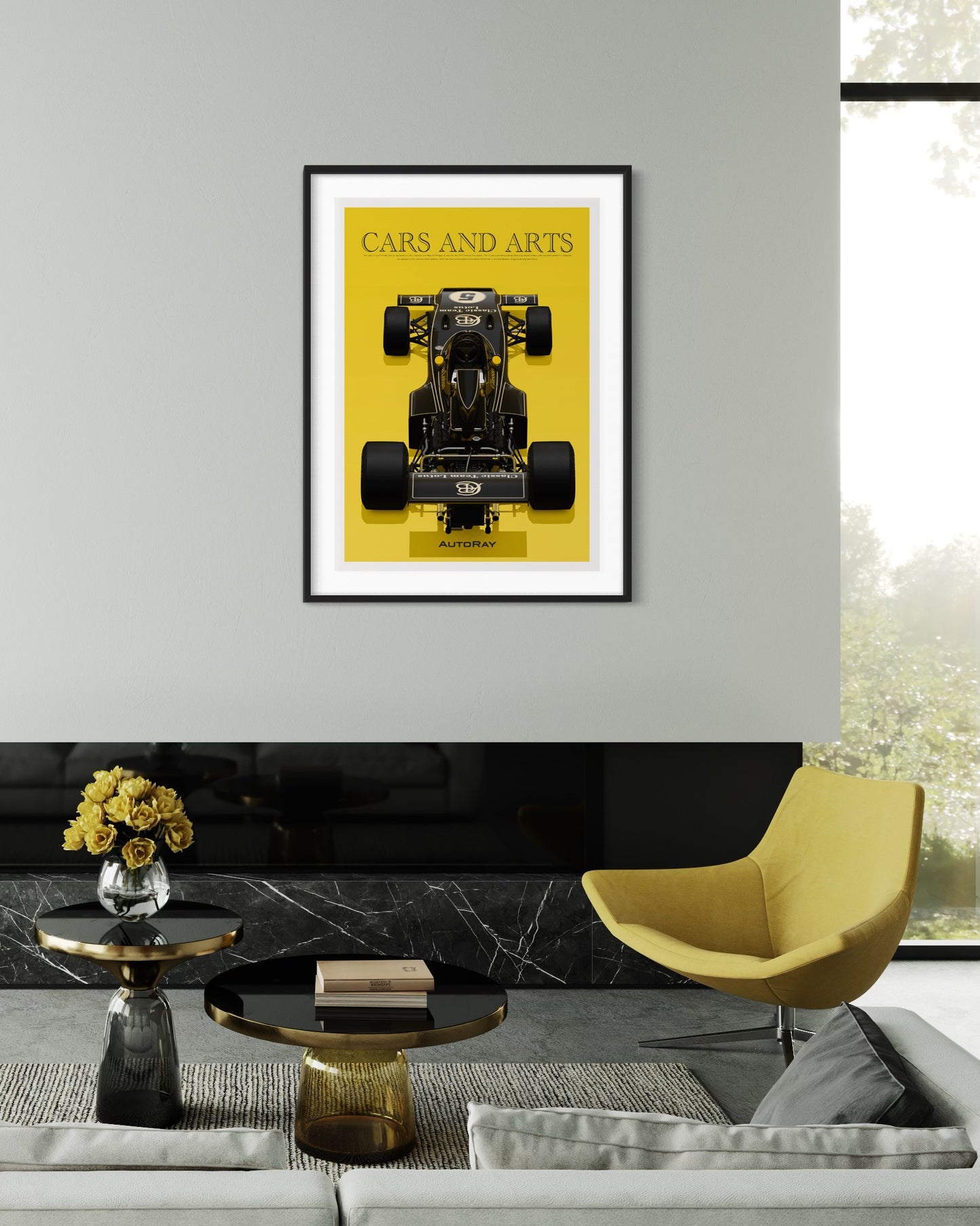 Car illustration Framed poster (Lotus 72D)