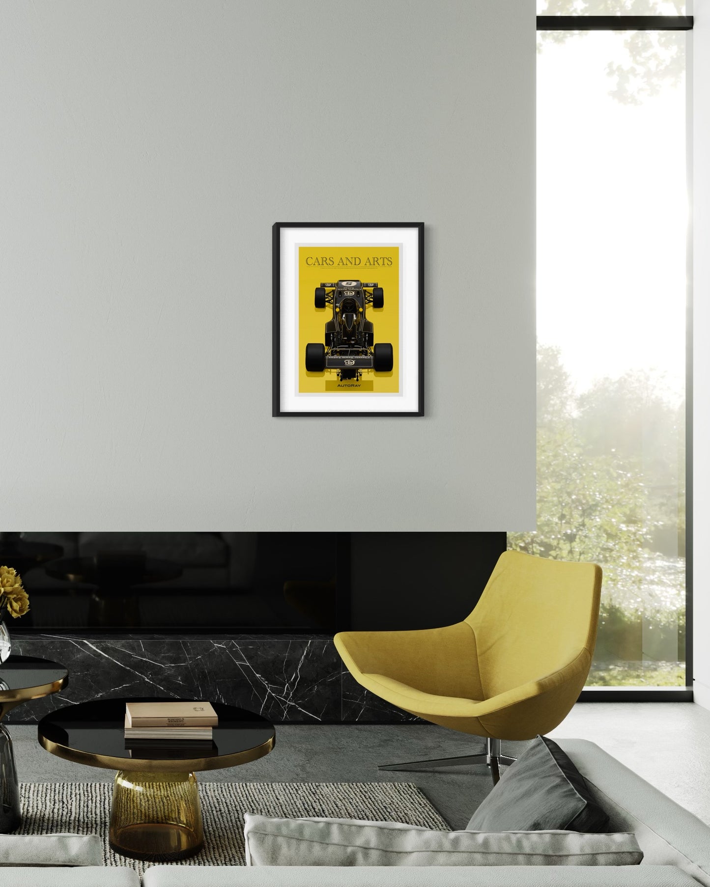 Car illustration Framed poster (Lotus 72D)