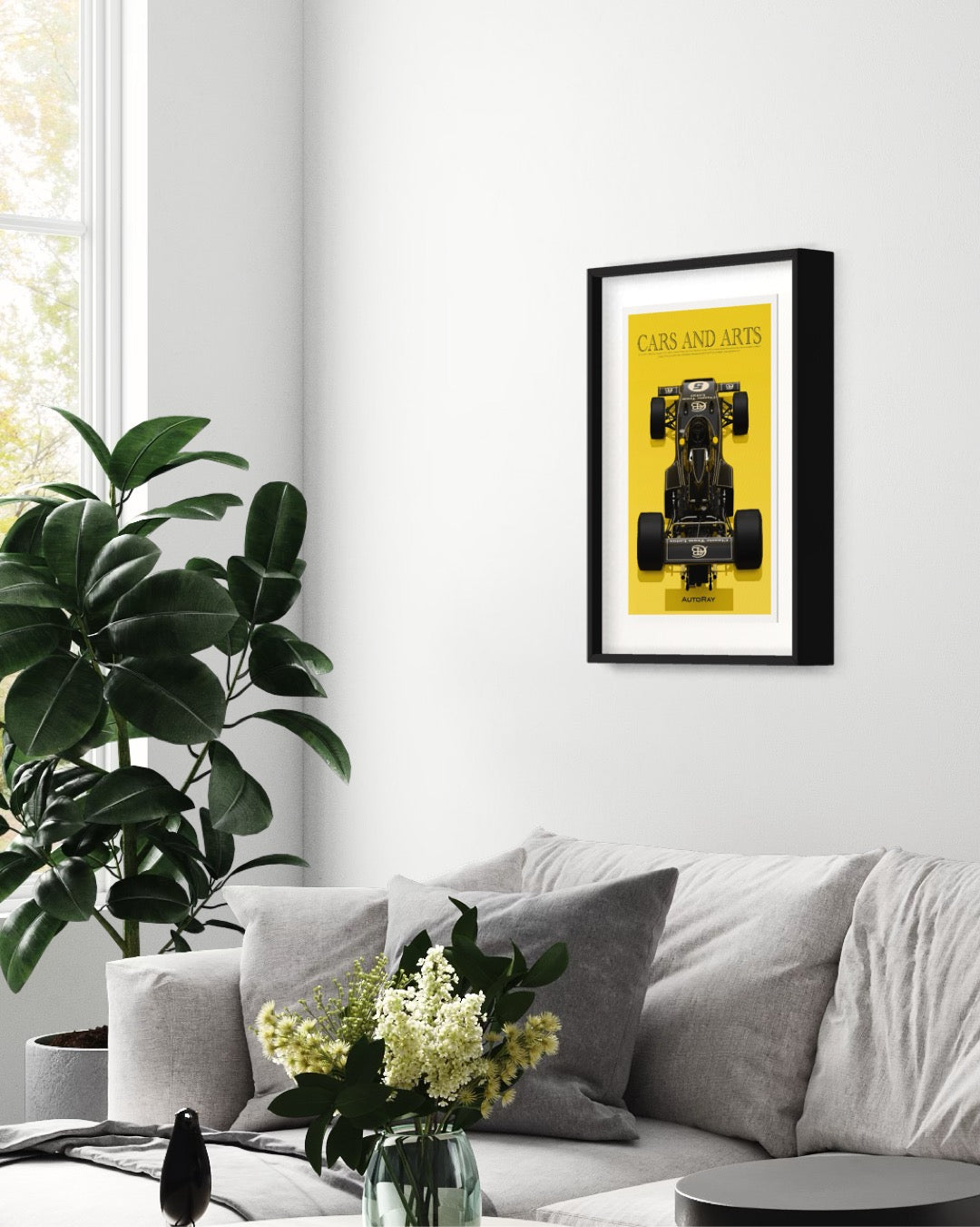 Car illustration Framed poster (Lotus 72D)