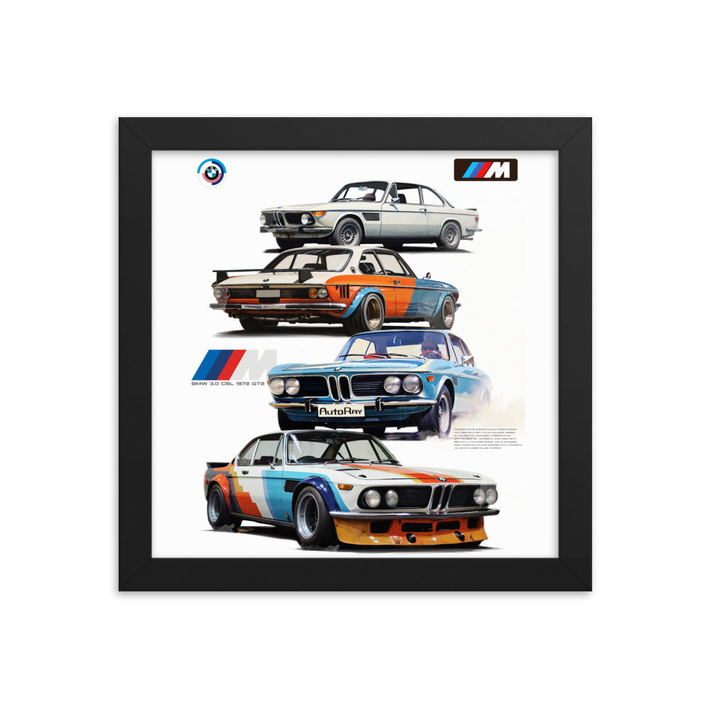 Car illustration BMW Old car Framed poster