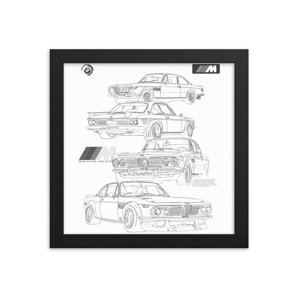 Car illustration BMW Old car Framed poster