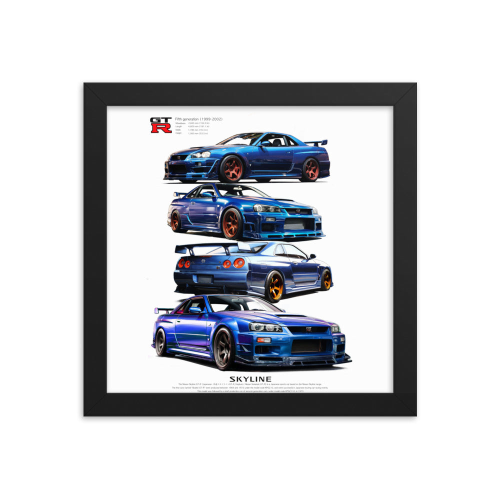 Car illustration [nissan gt-R34] Framed poster