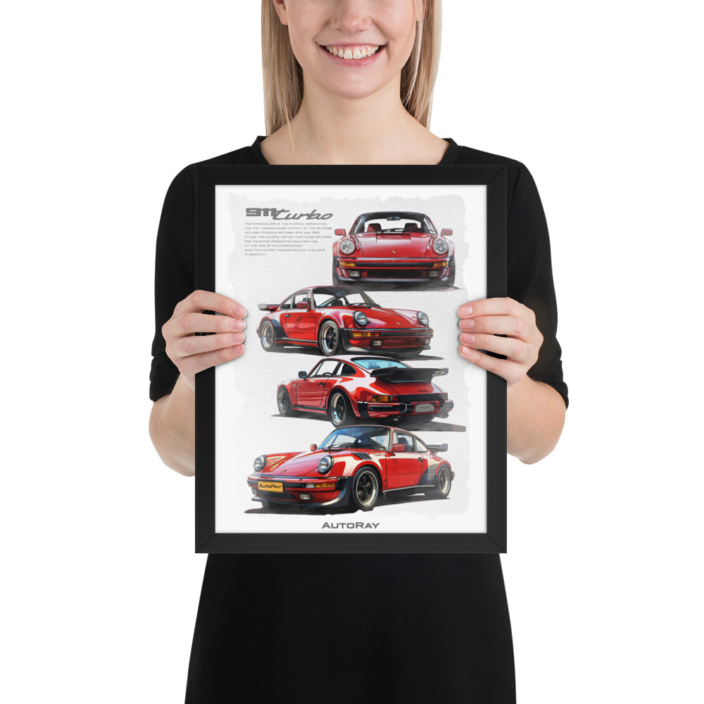 Car illustration Framed poster(Porsche 911 turbo)