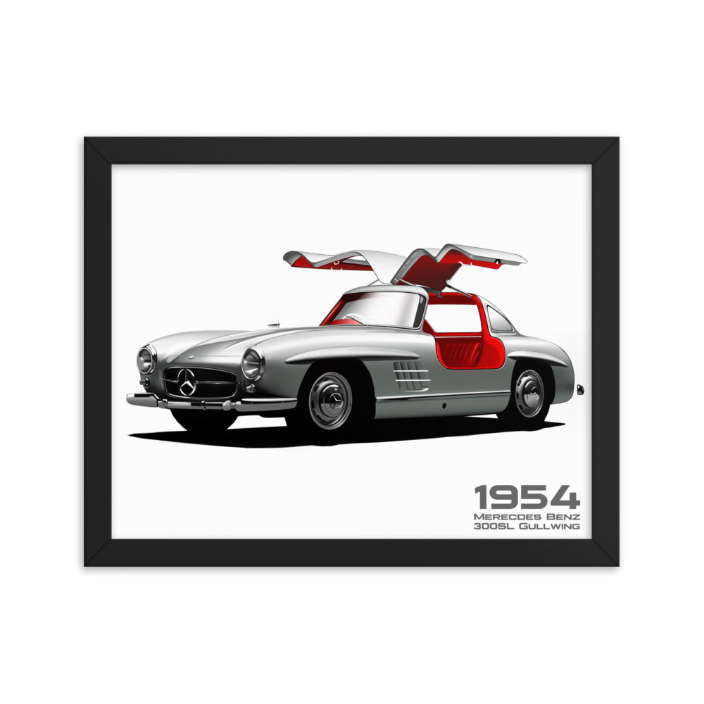 Car illustration Mercedes-Benz-1954-300-SL] [Framed poster