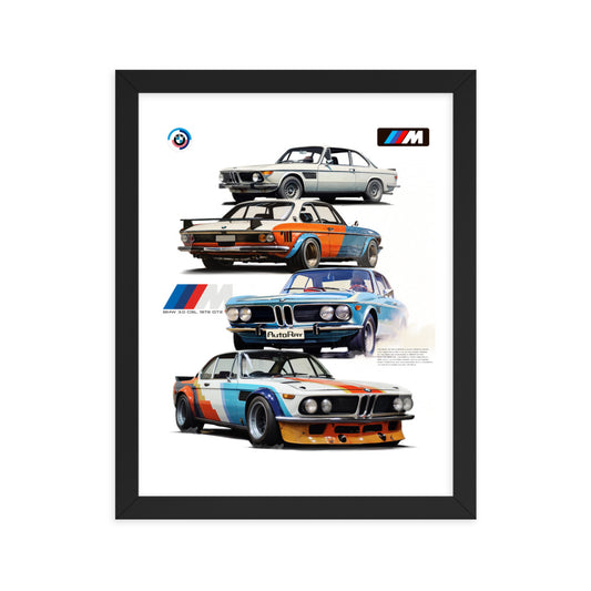 Car illustration BMW Old car Framed poster