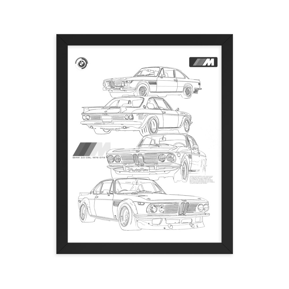 Car illustration BMW Old car Framed poster