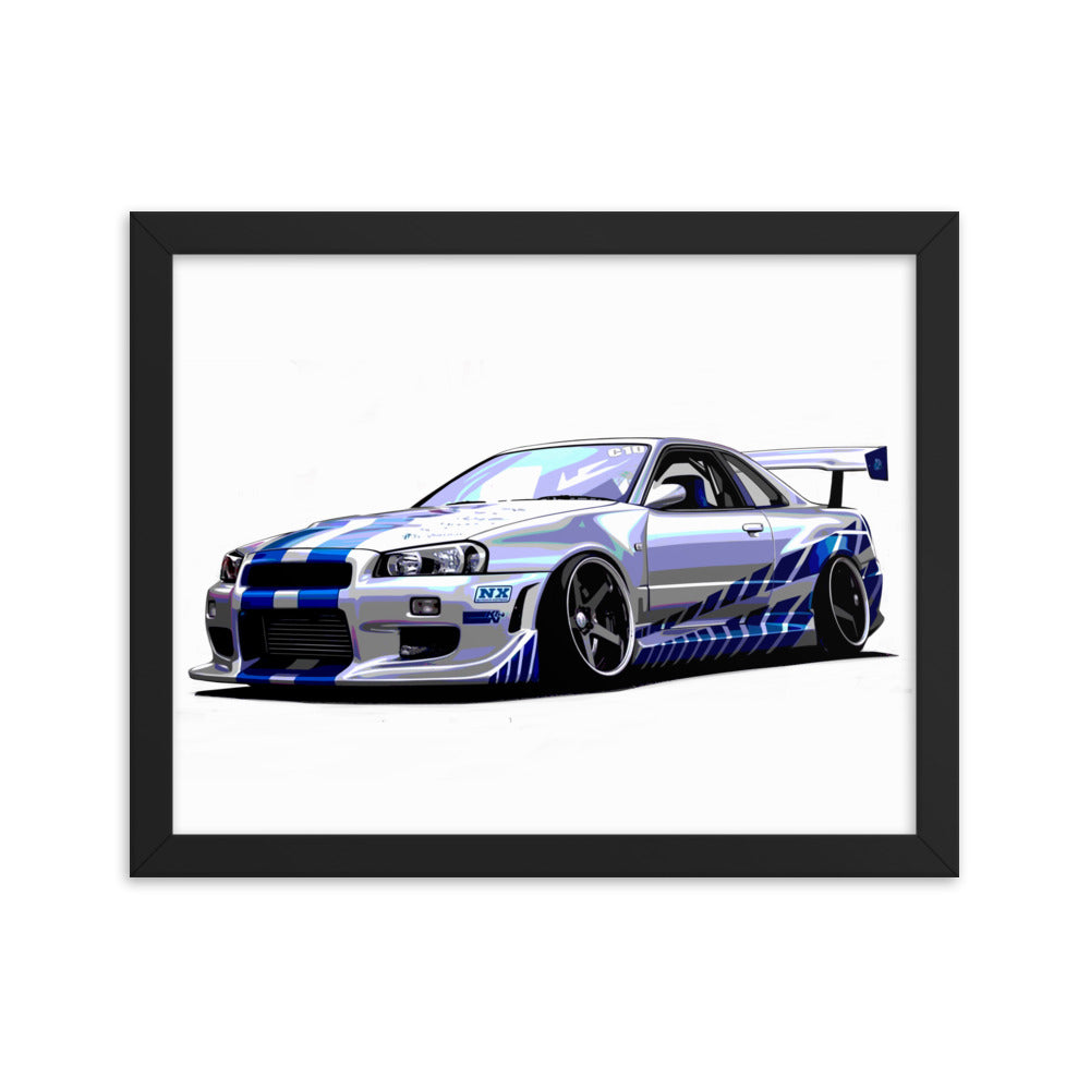 Car illustration [nissan gt-R34] Framed poster