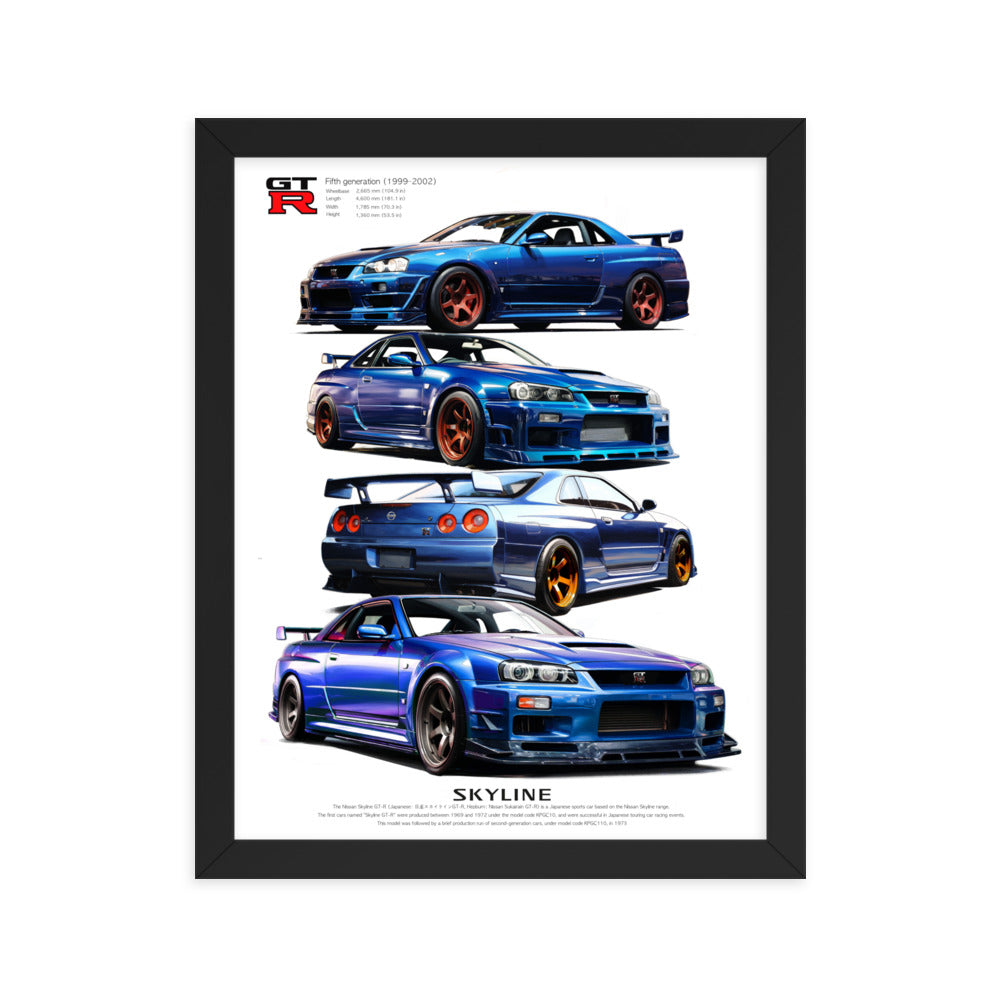 Car illustration [nissan gt-R34] Framed poster