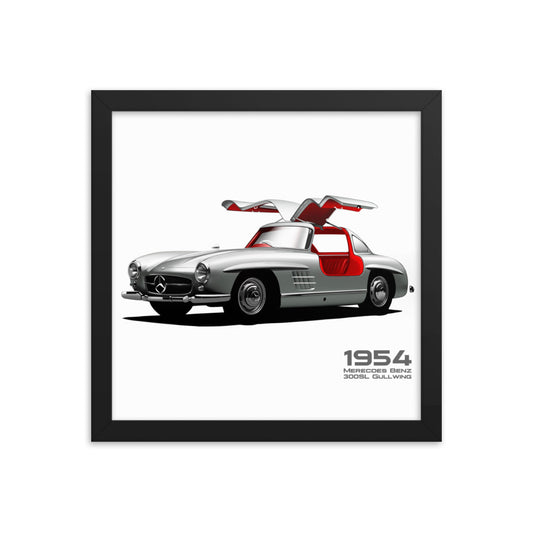 Car illustration Mercedes-Benz-1954-300-SL] [Framed poster