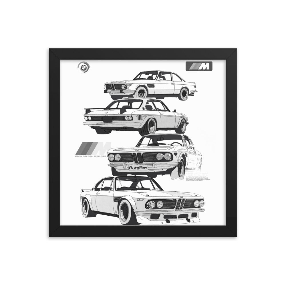 Car illustration bmw Old car Framed poster