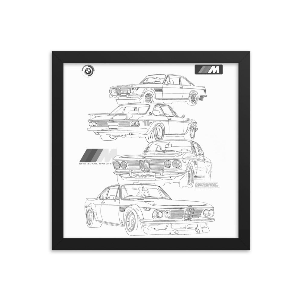 Car illustration BMW Old car Framed poster