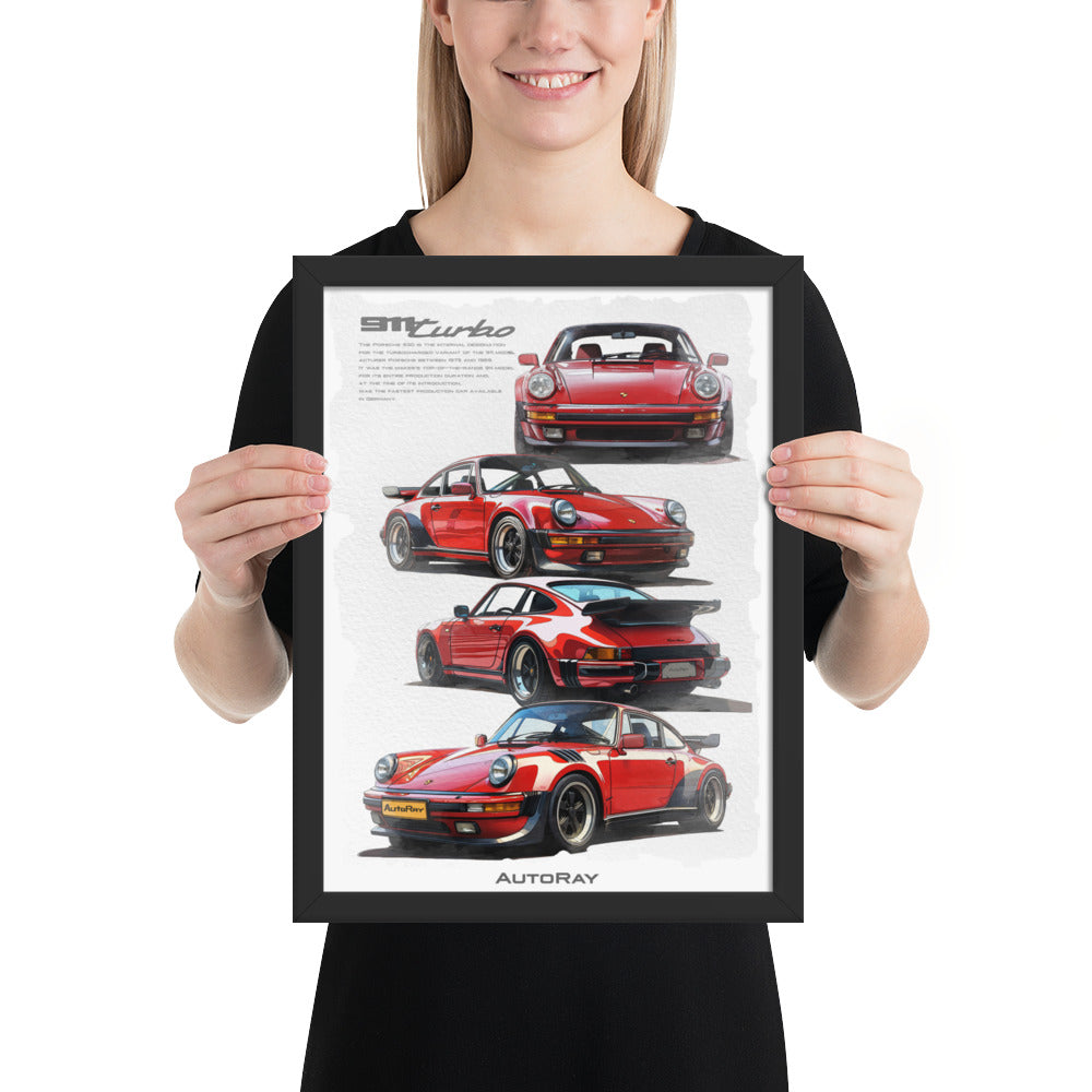 Car illustration Framed poster(Porsche 911 turbo)