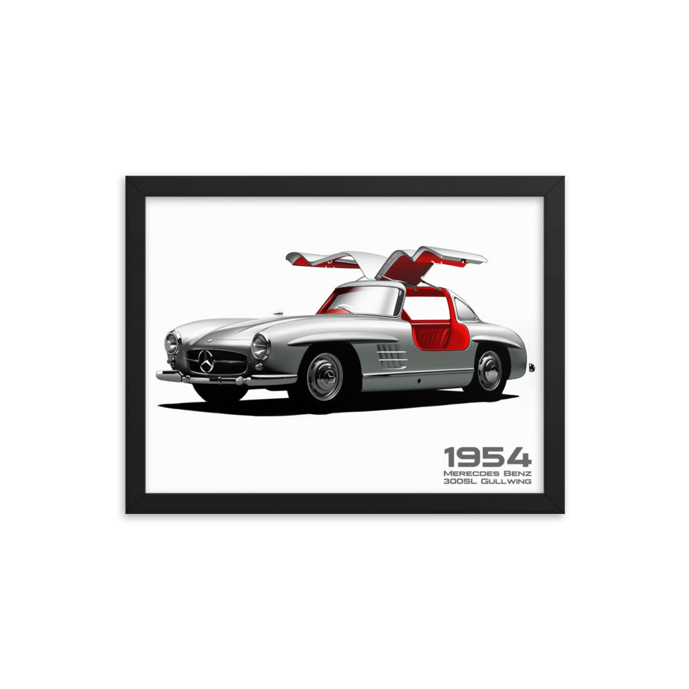 Car illustration Mercedes-Benz-1954-300-SL] [Framed poster