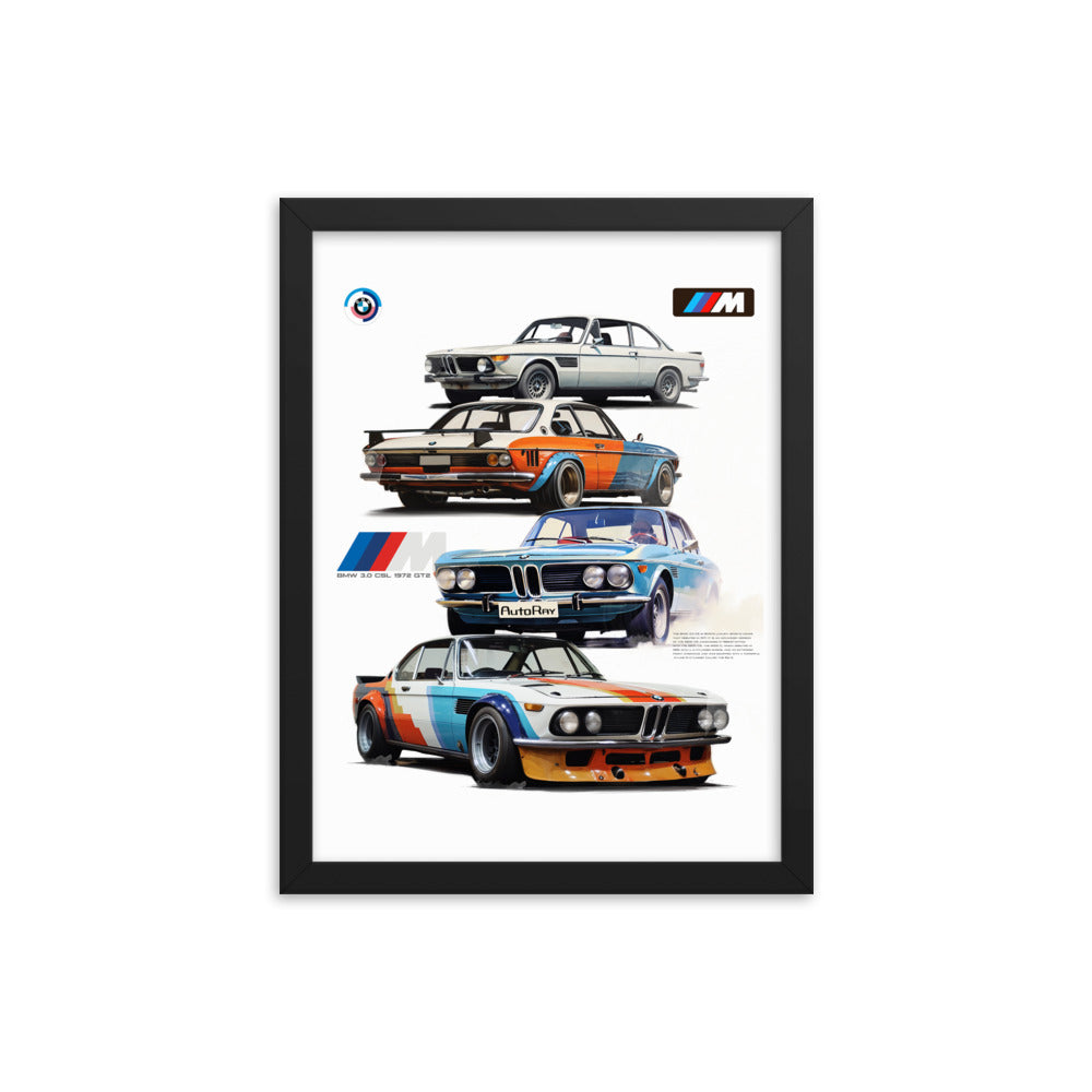 Car illustration BMW Old car Framed poster