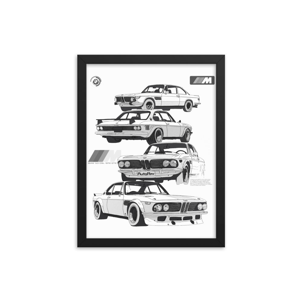 Car illustration bmw Old car Framed poster