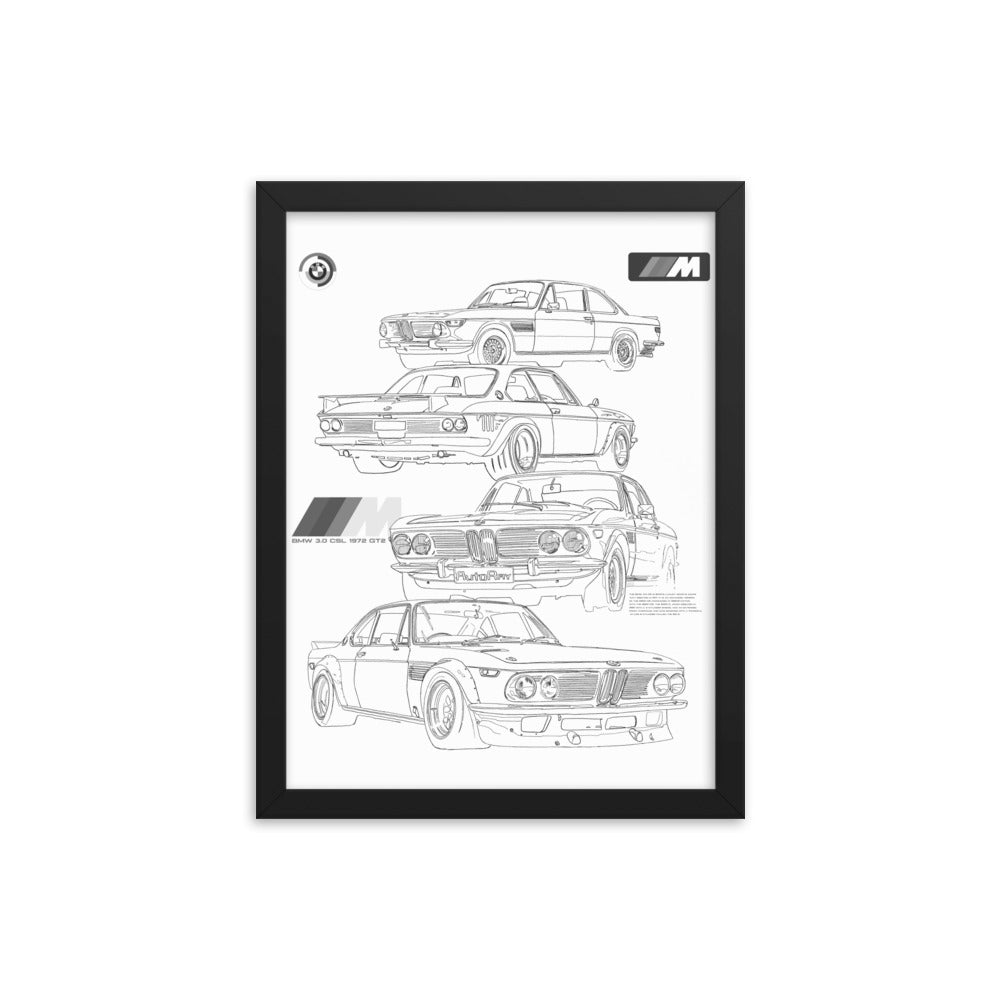 Car illustration BMW Old car Framed poster