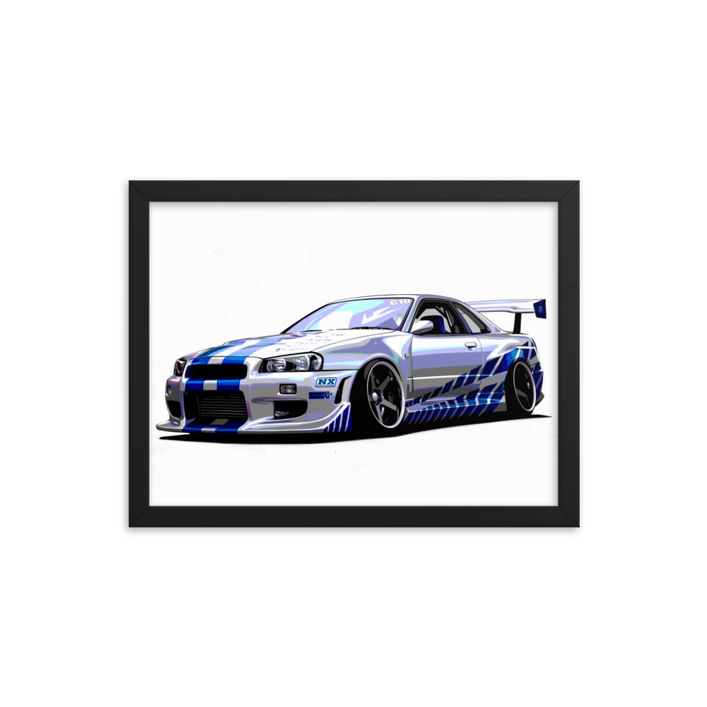 Car illustration [nissan gt-R34] Framed poster