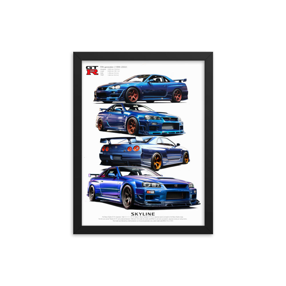 Car illustration [nissan gt-R34] Framed poster