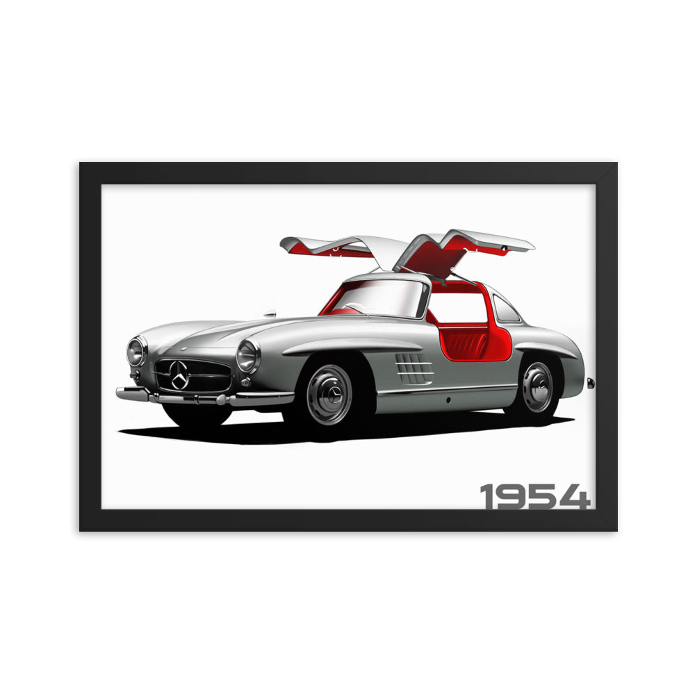 Car illustration Mercedes-Benz-1954-300-SL] [Framed poster