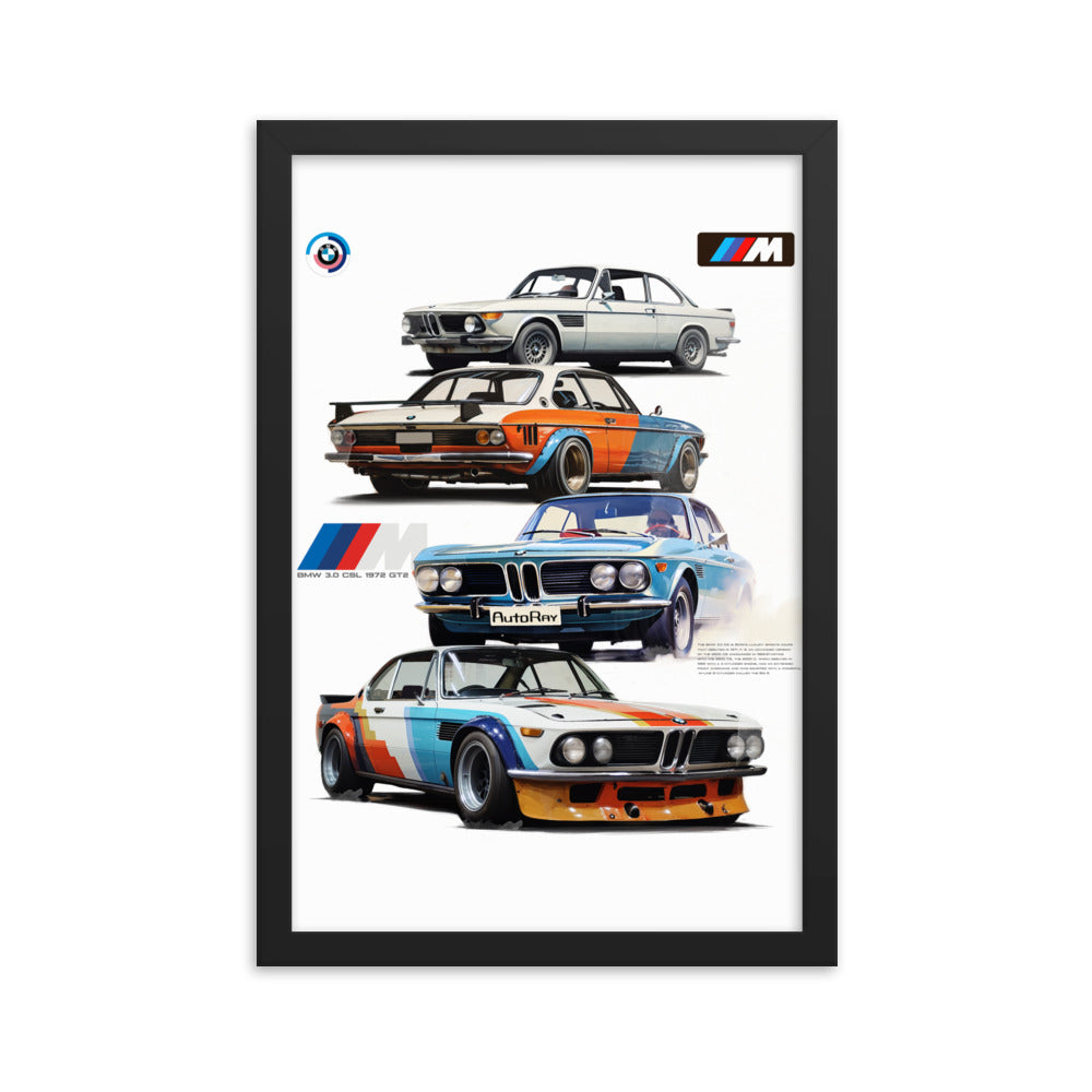 Car illustration BMW Old car Framed poster