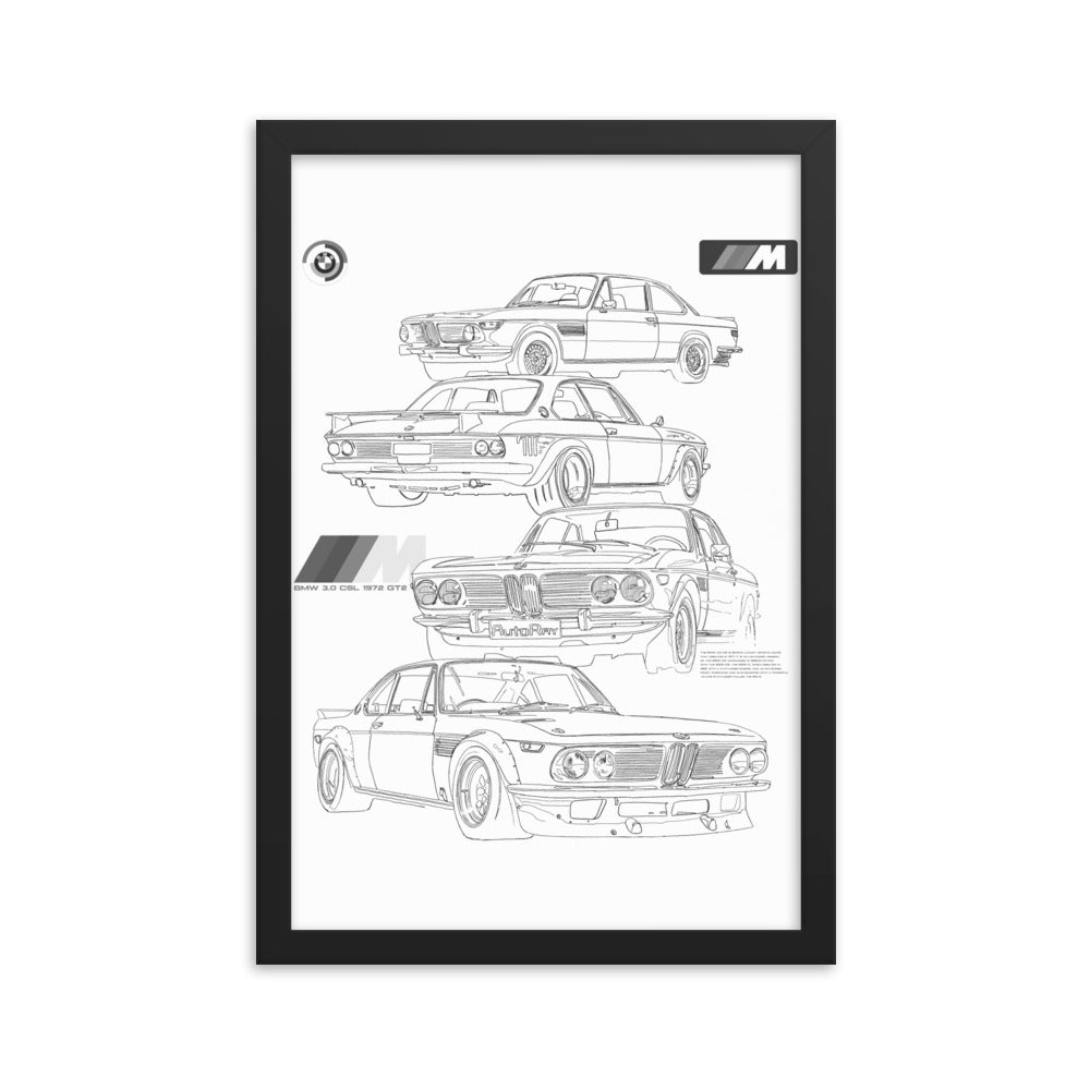 Car illustration BMW Old car Framed poster