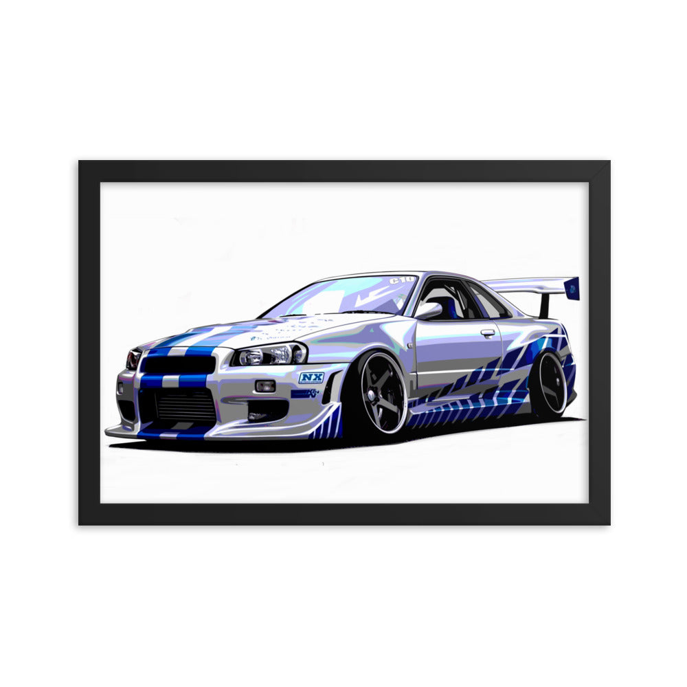 Car illustration [nissan gt-R34] Framed poster