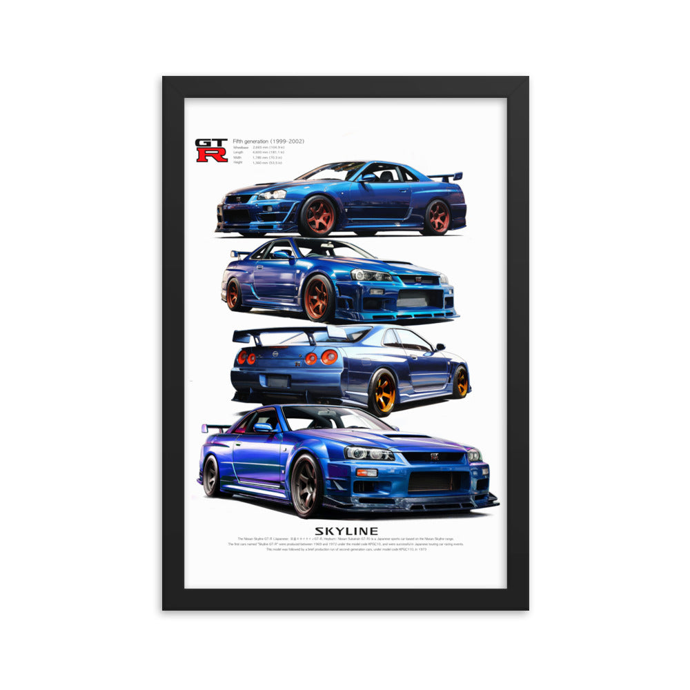 Car illustration [nissan gt-R34] Framed poster