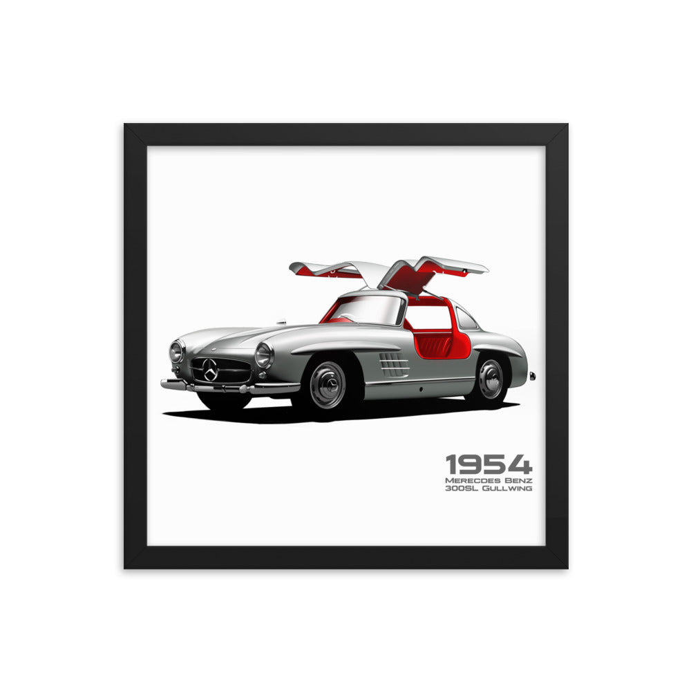 Car illustration Mercedes-Benz-1954-300-SL] [Framed poster