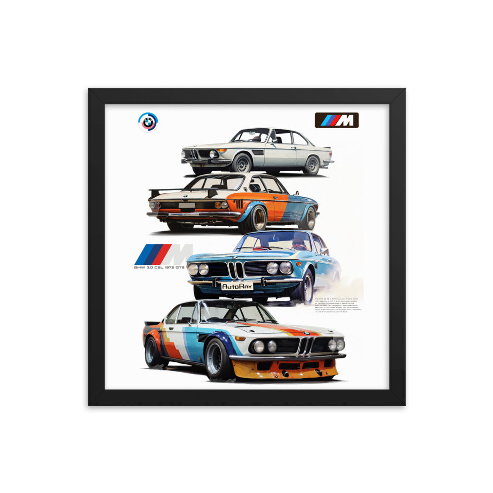 Car illustration BMW Old car Framed poster