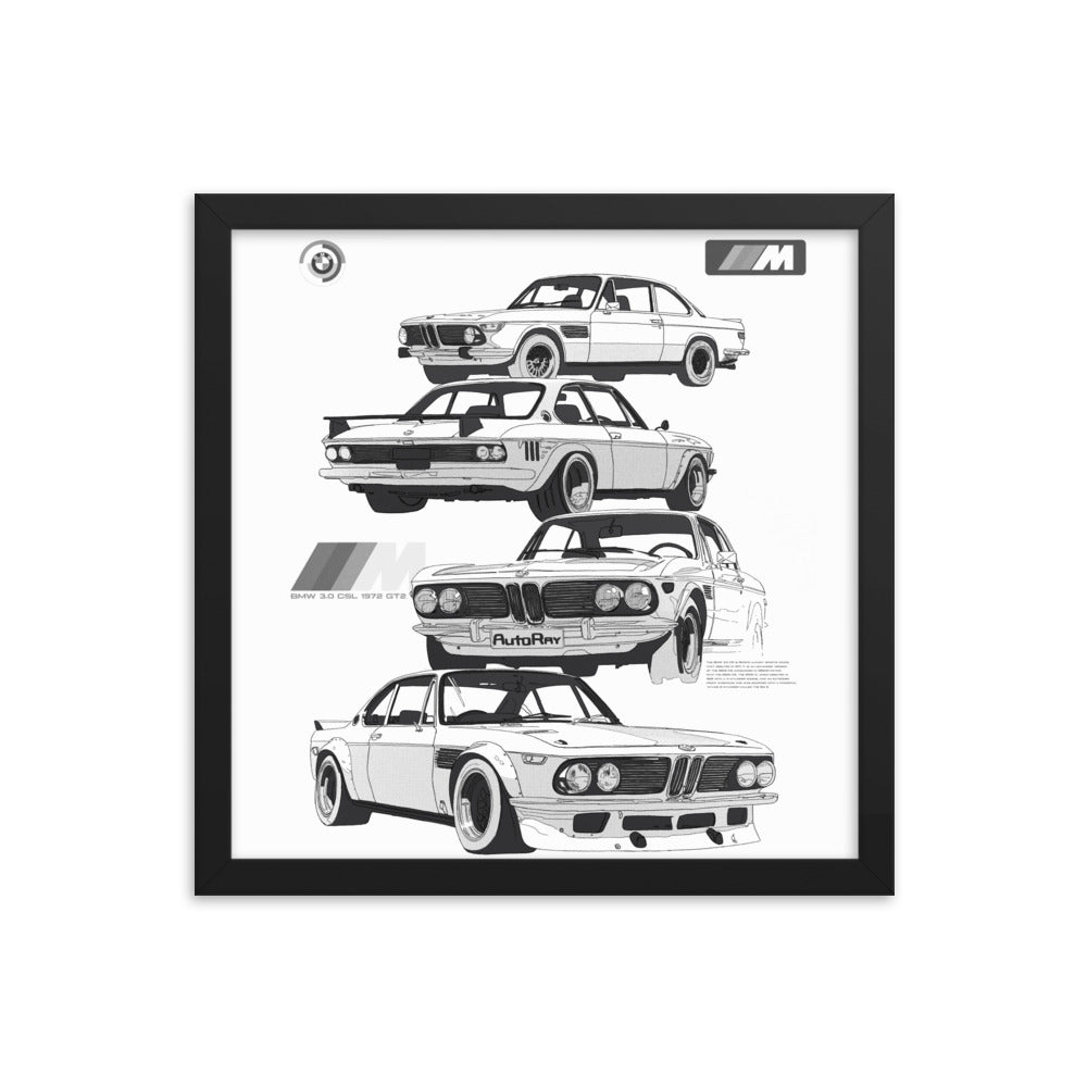 Car illustration bmw Old car Framed poster