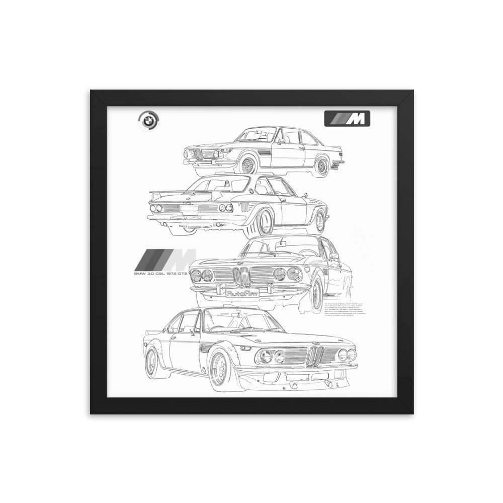 Car illustration BMW Old car Framed poster