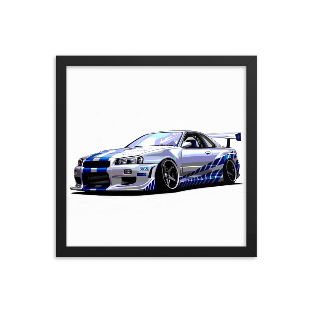 Car illustration [nissan gt-R34] Framed poster