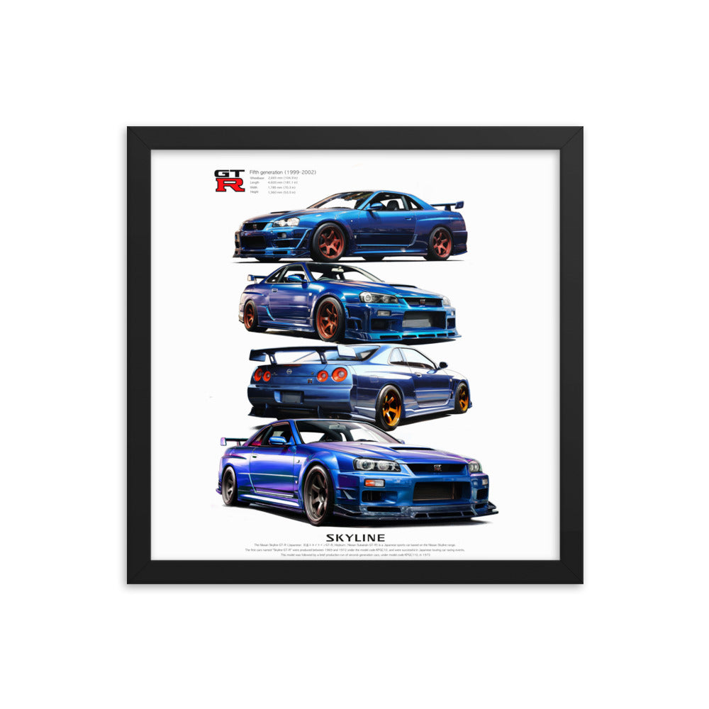 Car illustration [nissan gt-R34] Framed poster