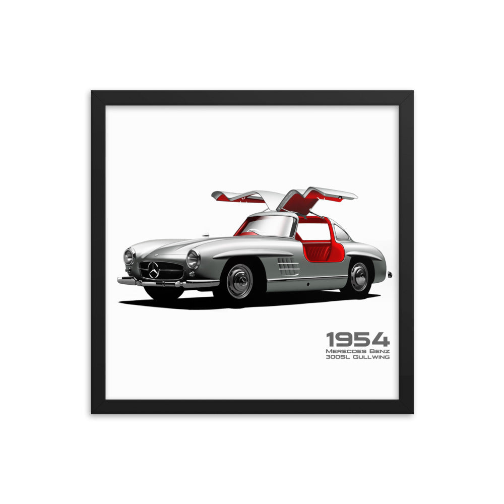 Car illustration Mercedes-Benz-1954-300-SL] [Framed poster