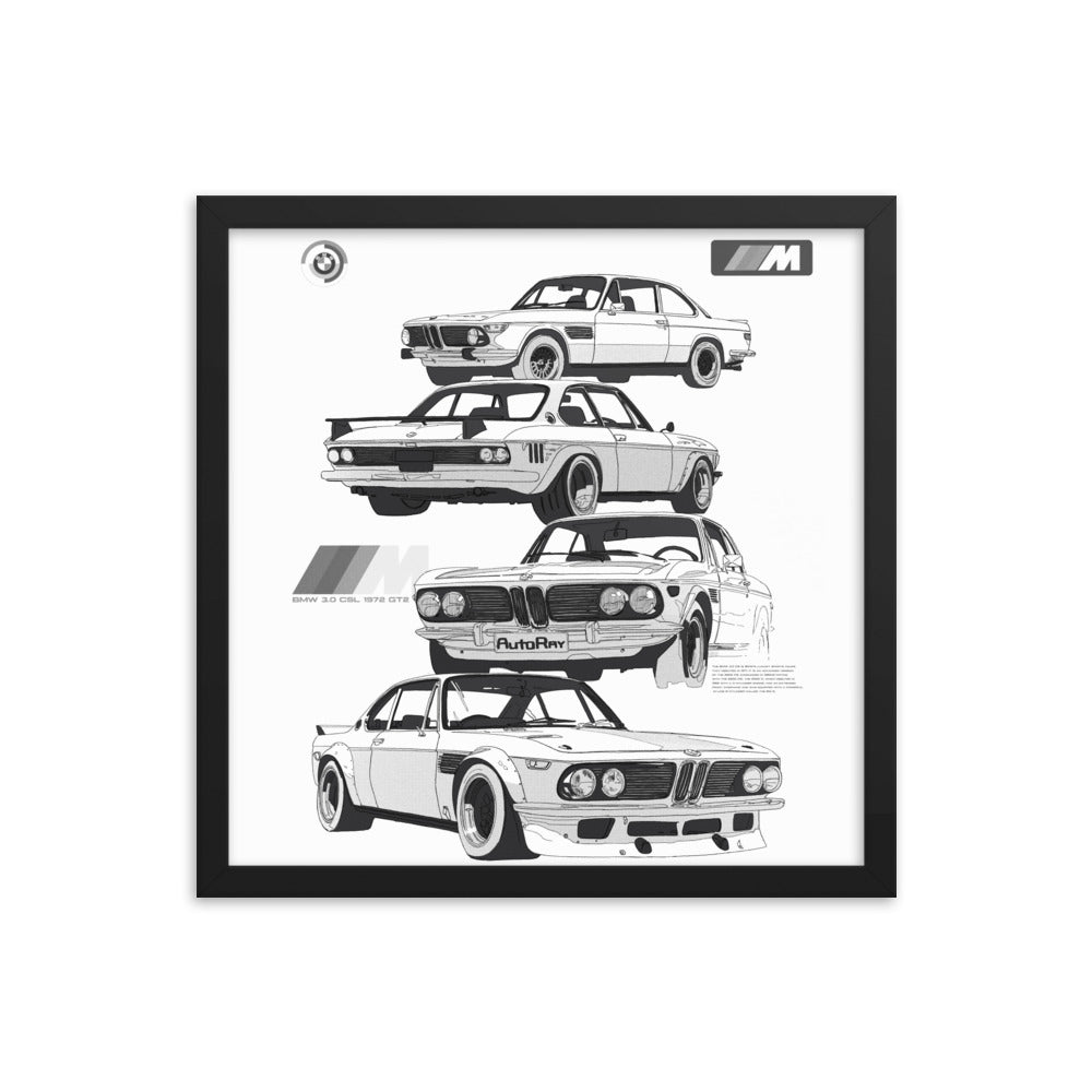 Car illustration bmw Old car Framed poster