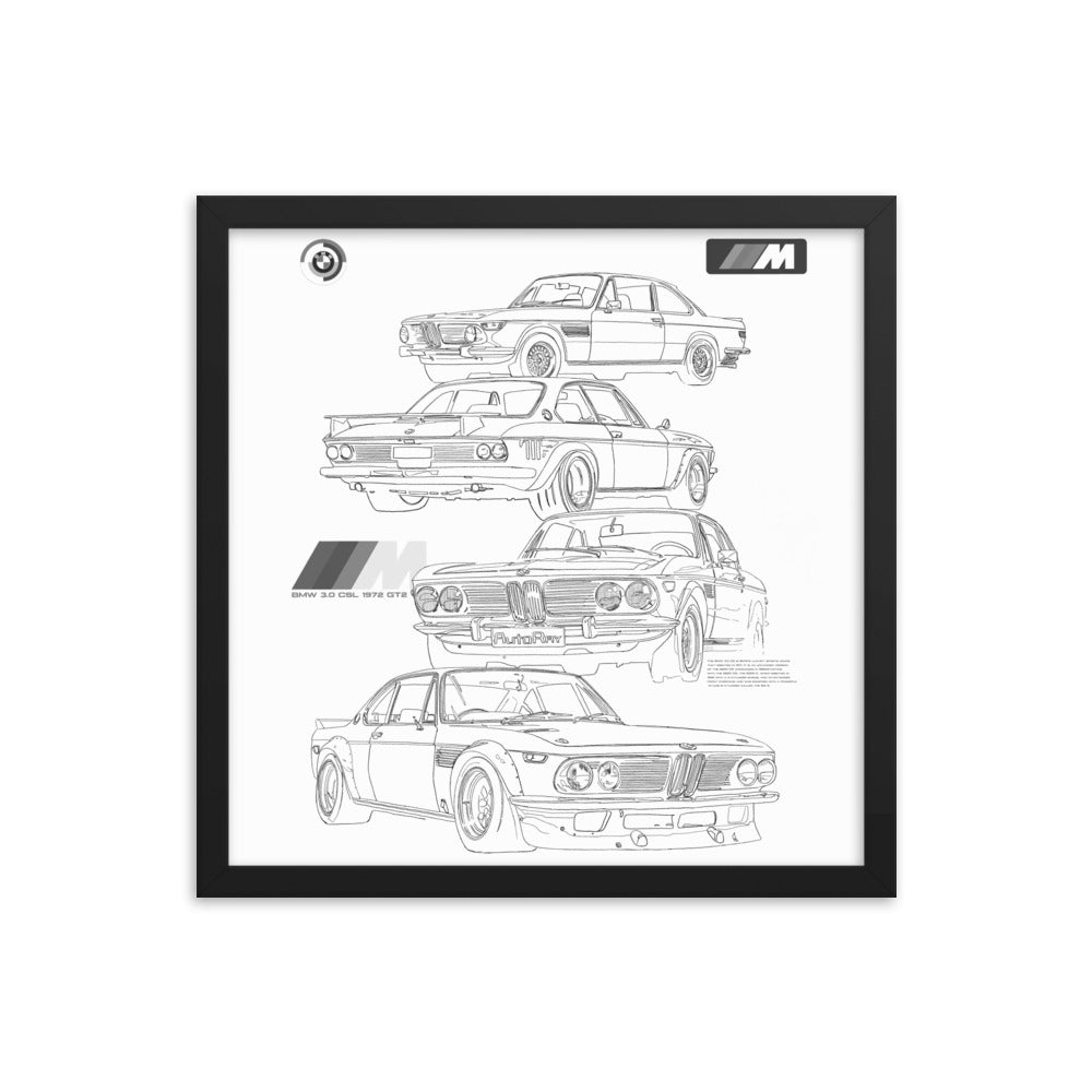 Car illustration BMW Old car Framed poster