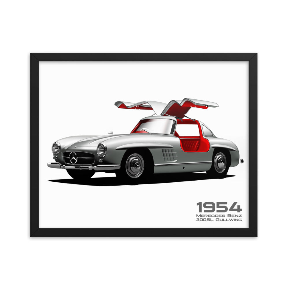 Car illustration Mercedes-Benz-1954-300-SL] [Framed poster