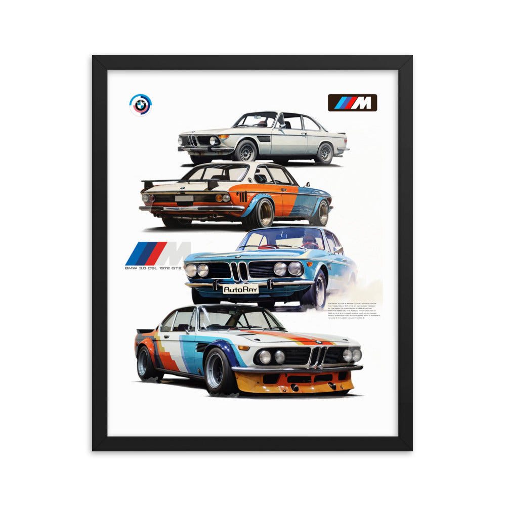 Car illustration BMW Old car Framed poster