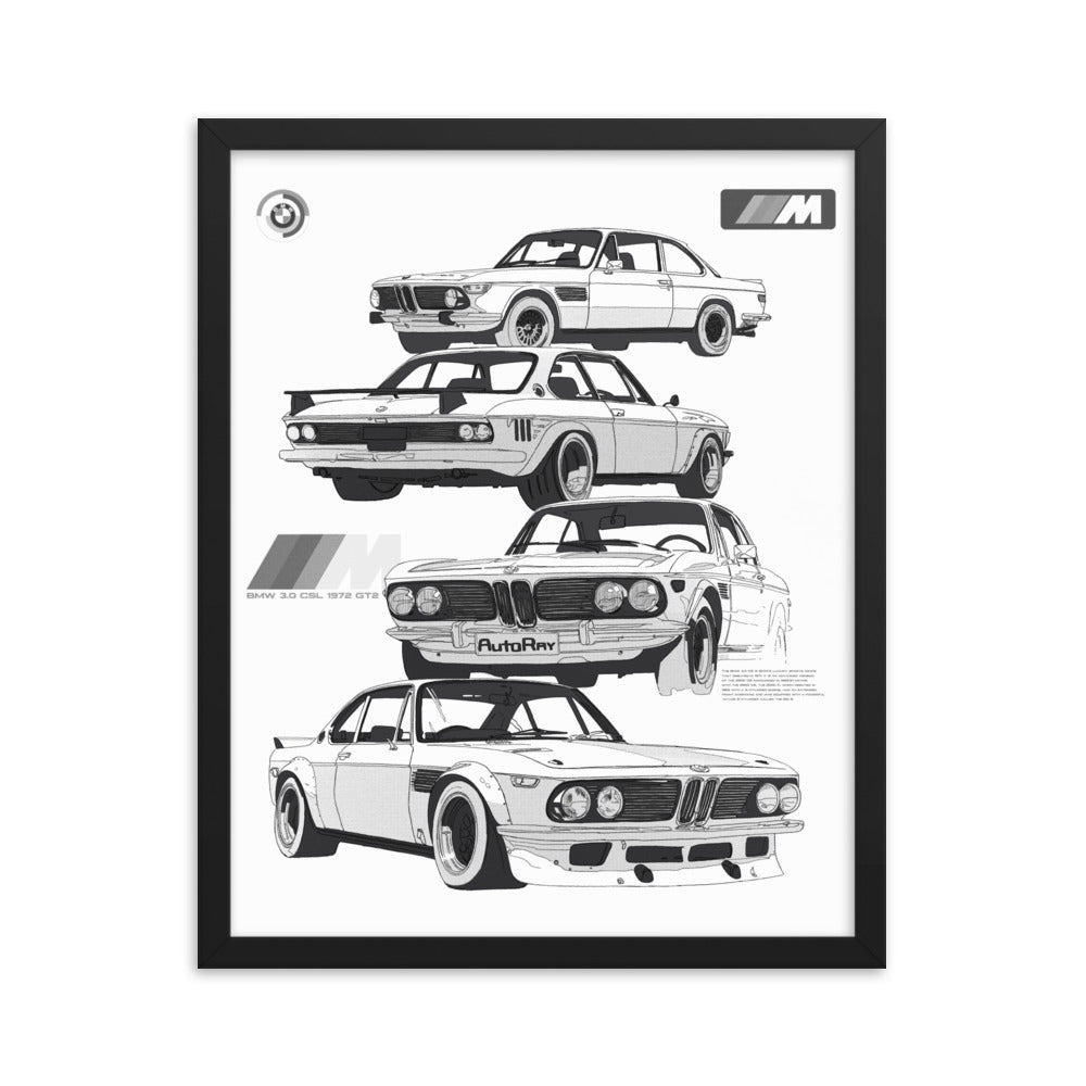 Car illustration bmw Old car Framed poster