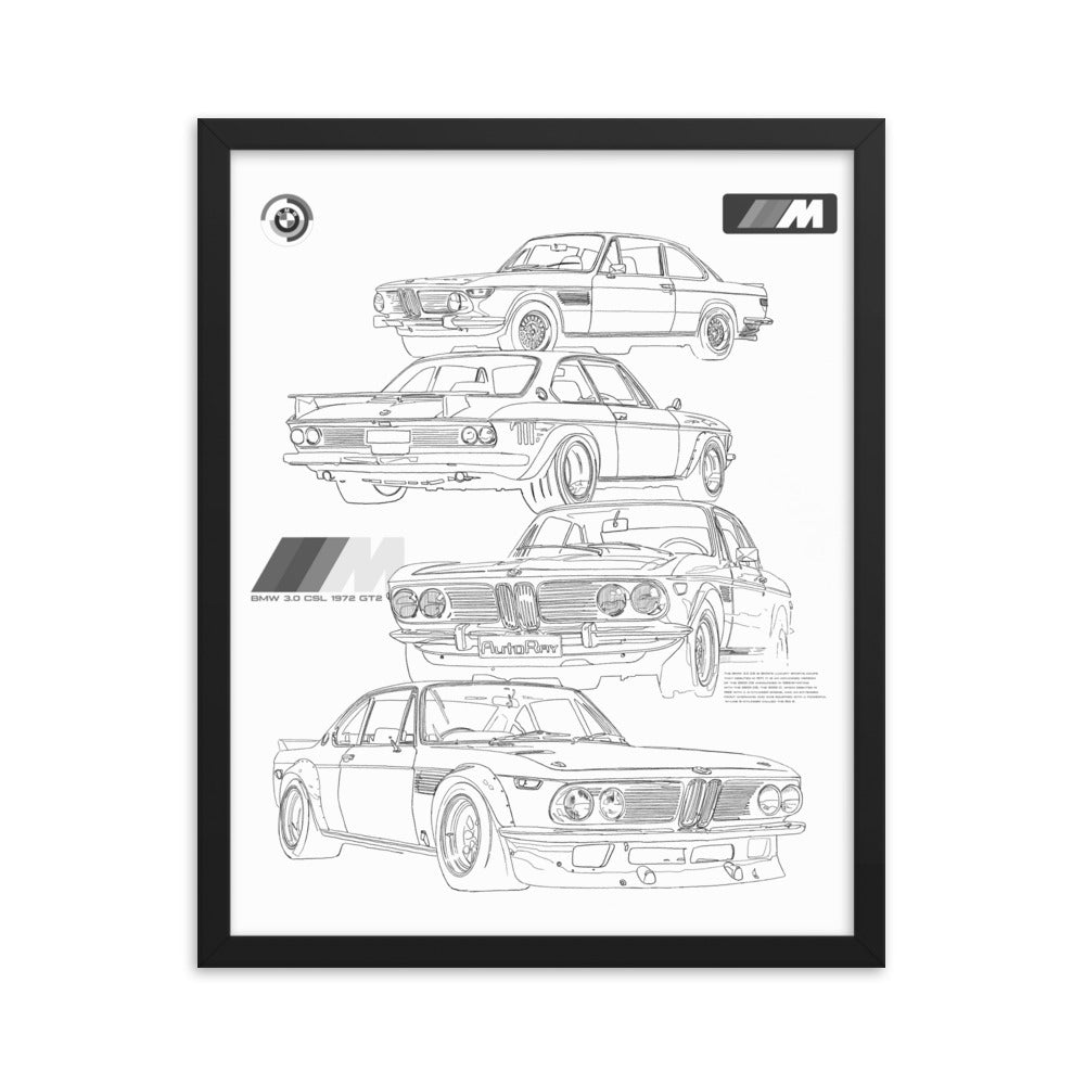 Car illustration BMW Old car Framed poster