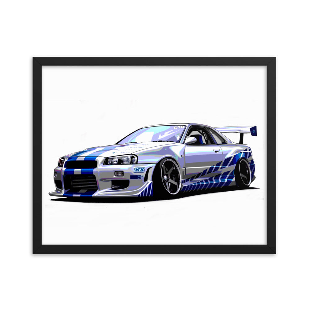 Car illustration [nissan gt-R34] Framed poster