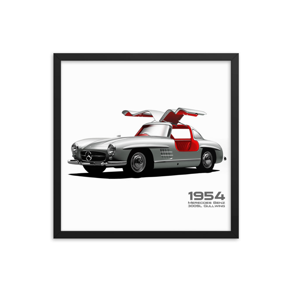 Car illustration Mercedes-Benz-1954-300-SL] [Framed poster