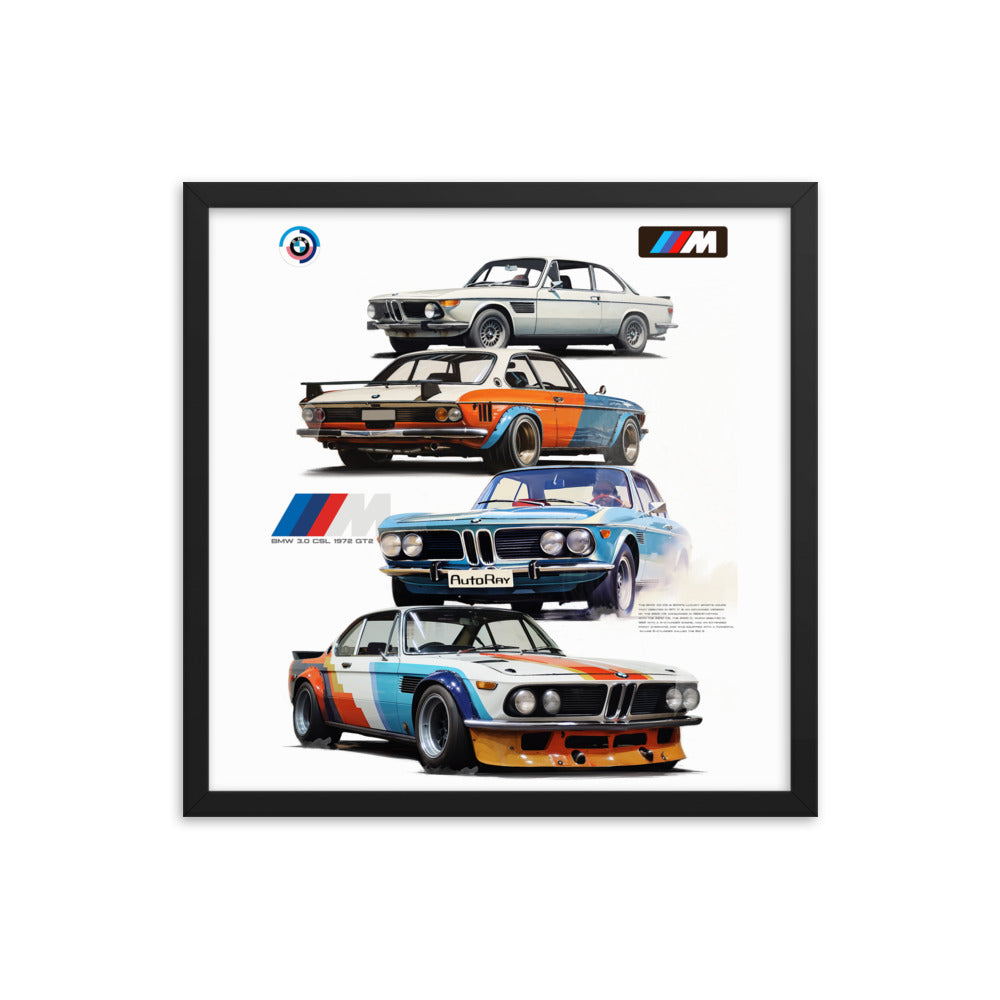 Car illustration BMW Old car Framed poster