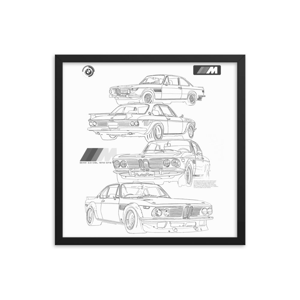 Car illustration BMW Old car Framed poster