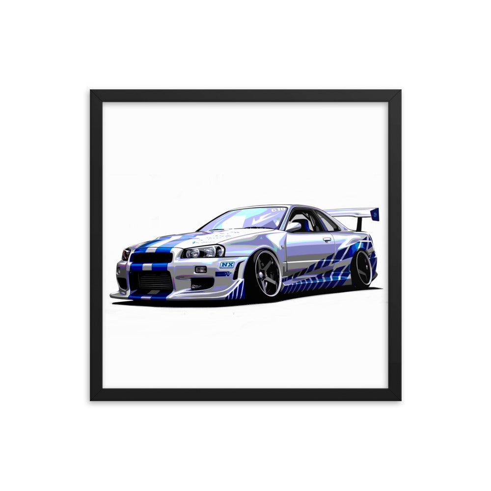 Car illustration [nissan gt-R34] Framed poster