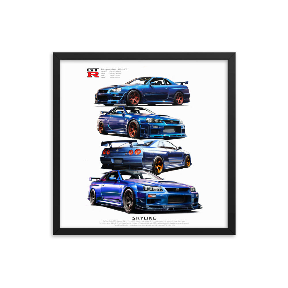 Car illustration [nissan gt-R34] Framed poster