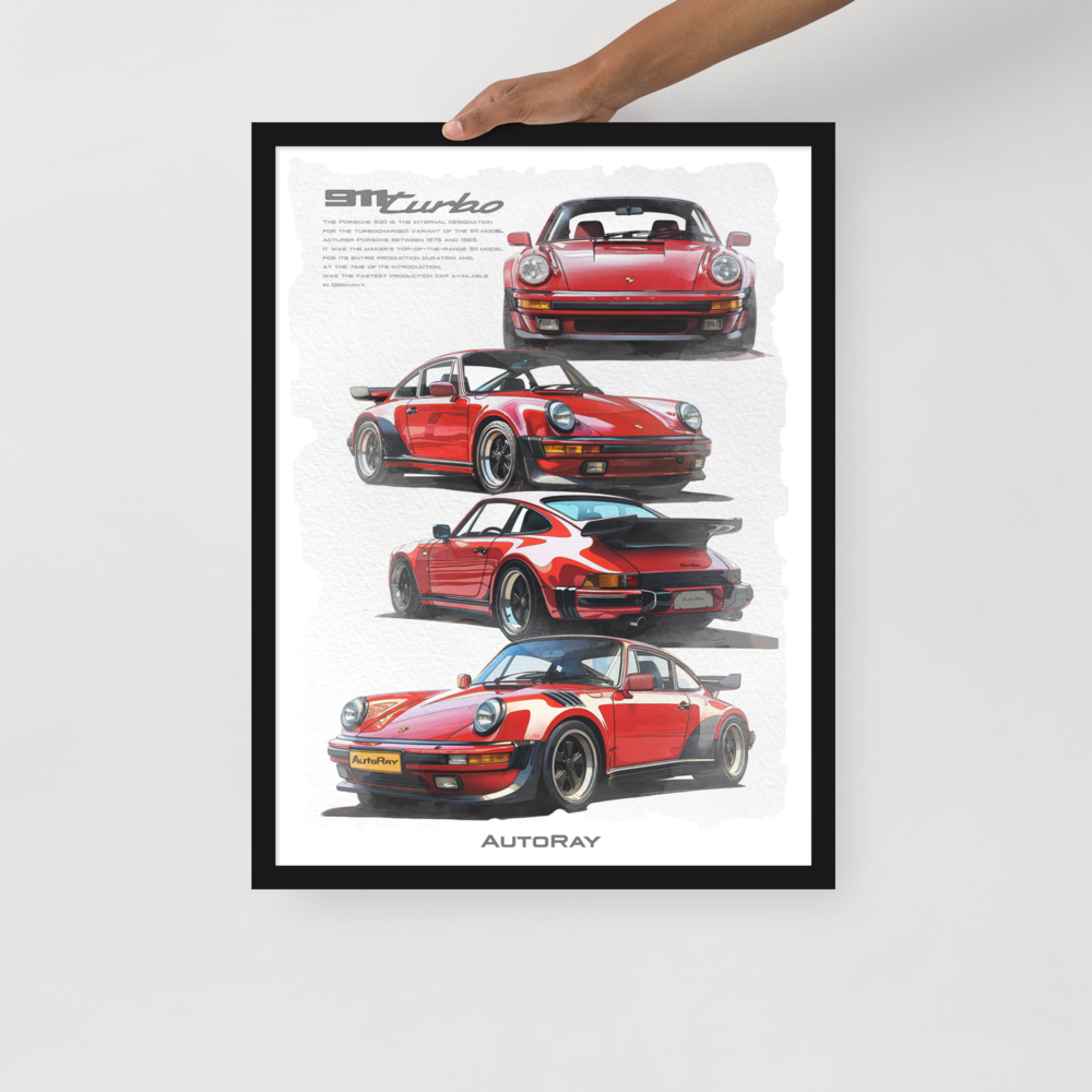 Car illustration Framed poster(Porsche 911 turbo)